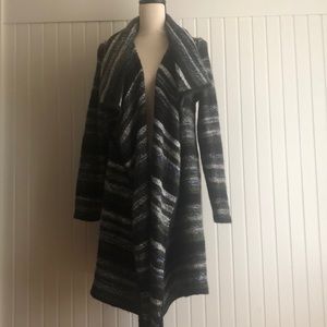 Longline draped striped cardigan
